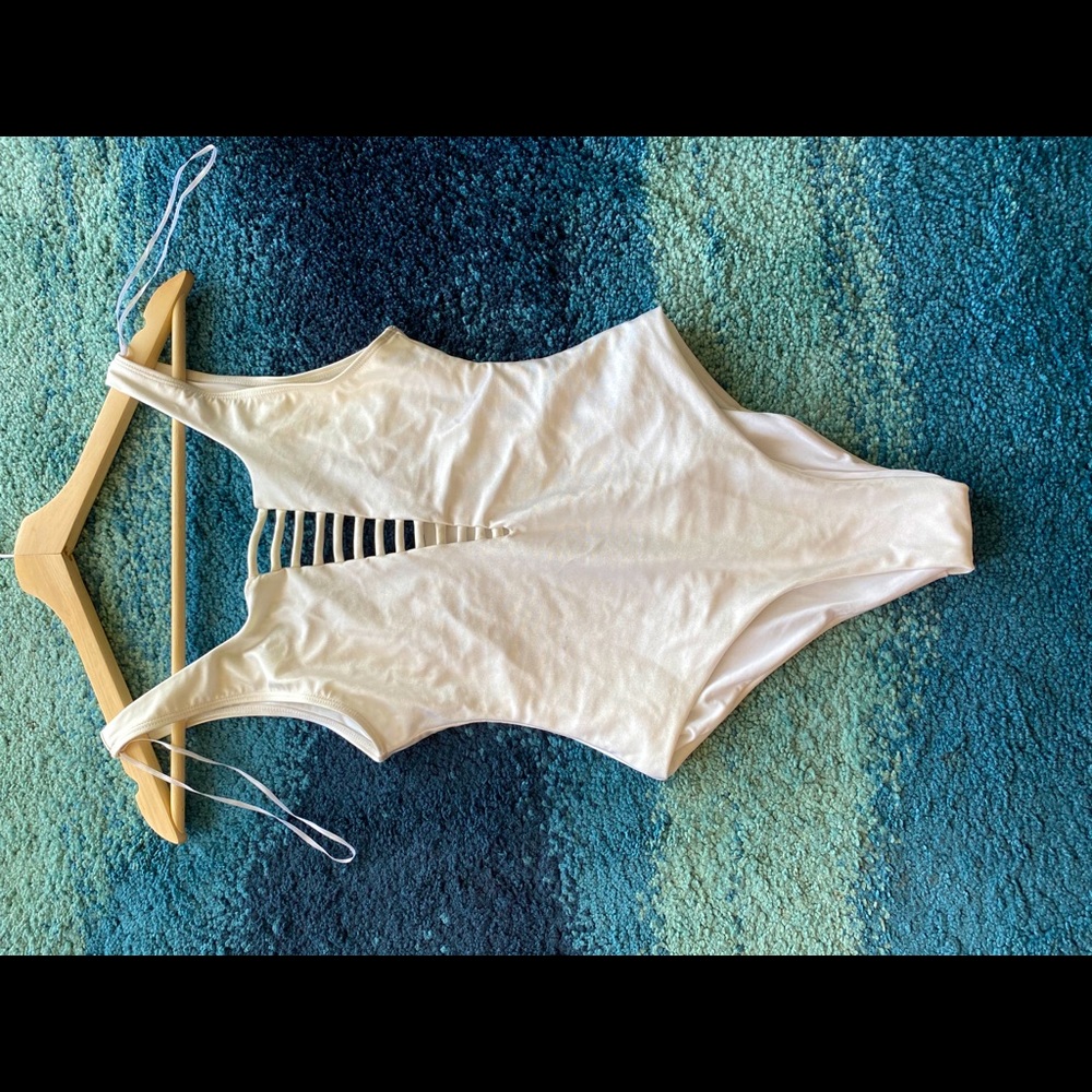 Pull and Bear white one-piece swimsuit